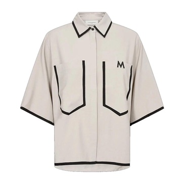 Monochrome Contrast Shirt with Logo Detail