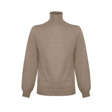 Beige High Neck Cashmere Sweater