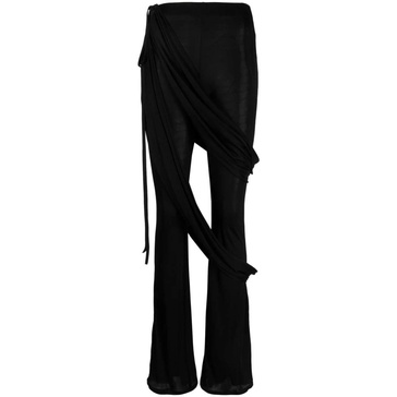 Black Flare Trousers with Draped Side Bands