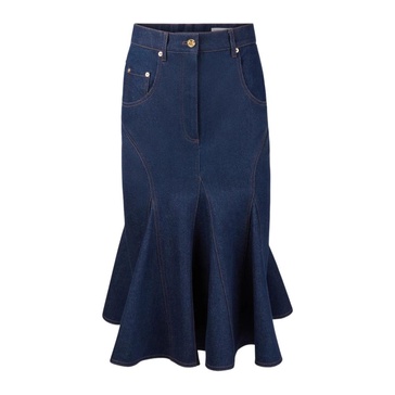 Blue Denim Midi Skirt