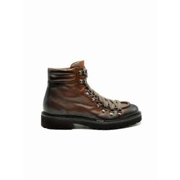 Brown leather lace-up combat boot