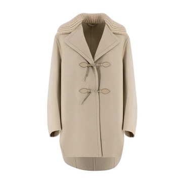 Wool Lapel Coat with Front Frogs