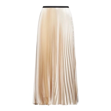 Flared Beige Skirt with Elastic Waistband