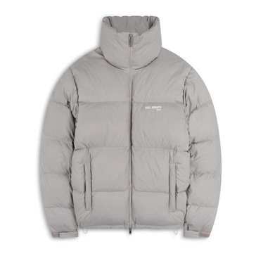 Grey Puffer Jacket with Zip Closure