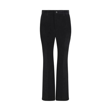 Black Straight Leg Velvet Trousers