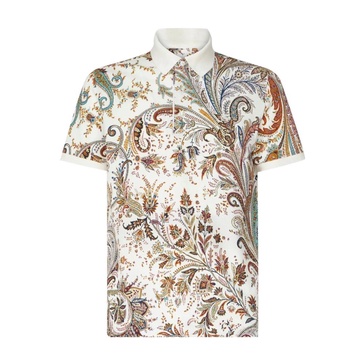 paisley-print cotton polo shirt