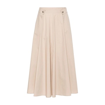 Beige Cotton Midi Skirt