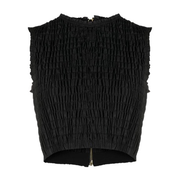 Black Smock-Detail Crop Top