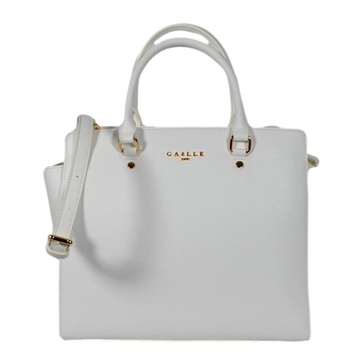 White Shoulder Bag with Metal Logo