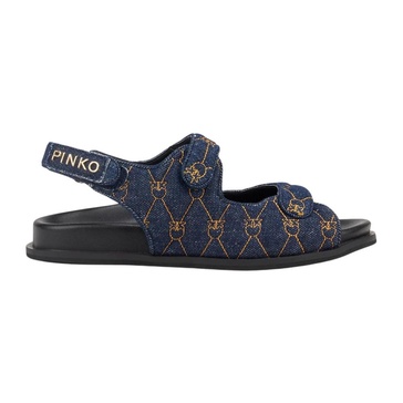 Blue Logo Sandal Open Toe Embroidered