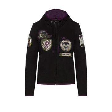 Zippered Sweatshirt with Emblem Patches