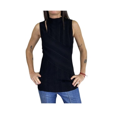 Black Knit Top with Shoulder Opening