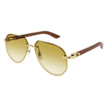 Aviator Sunglasses Gold Wood Style