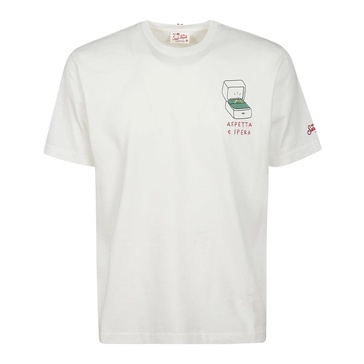 White Cotton T-Shirt with Side Print