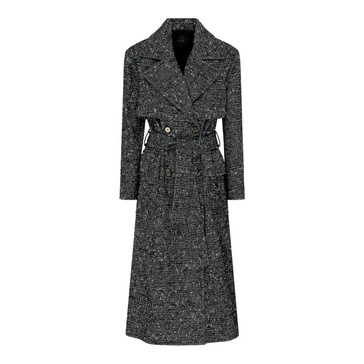 Gray Tweed Double-Breasted Coat