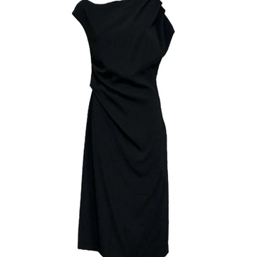 Black midi sheath dress with draping