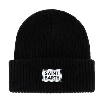 Black Wool Blend Beanie Hat