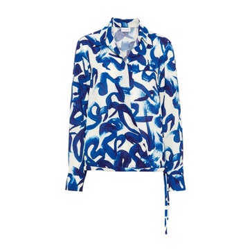 Blue/White Wrap Shirt Hand-Painted Print