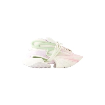 BALMAIN White Neoprene and Calfskin Low Top Sneakers for Women - SS24 Collection