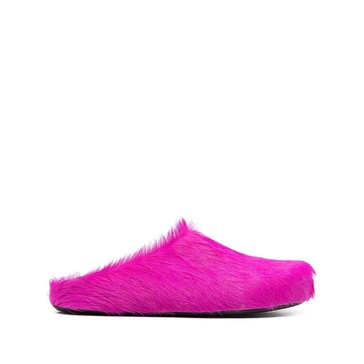 Pink Flat Shoes with Fur Fussbett Sabot