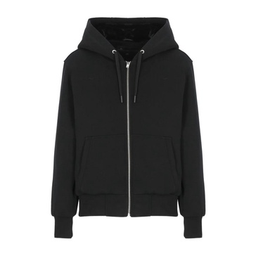 Black Cotton Padded Sweatshirt with Hood