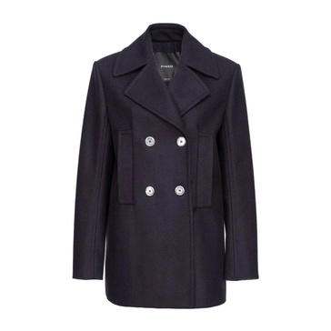 Blue Cashmere Blend Double-Breasted Coat