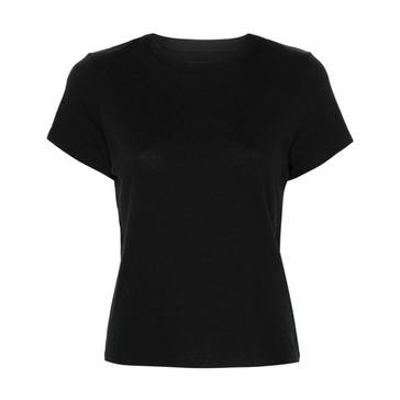 Black Cotton T-Shirt with Logo Patch