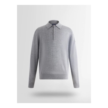 Gray Men's Zip Neck Wool Silk Sweater