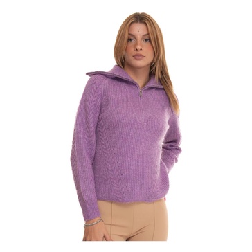 Cable Knit Pullover with Cape Collar