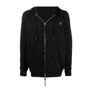 Black Zip Hoodie with Drawstrings