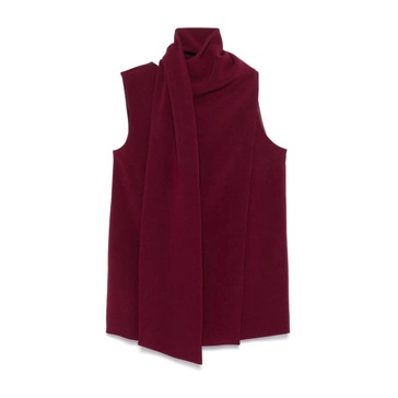 Bordeaux Red Sleeveless Wrap Top