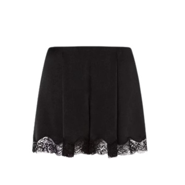 Black Lace Embroidered Flared Shorts