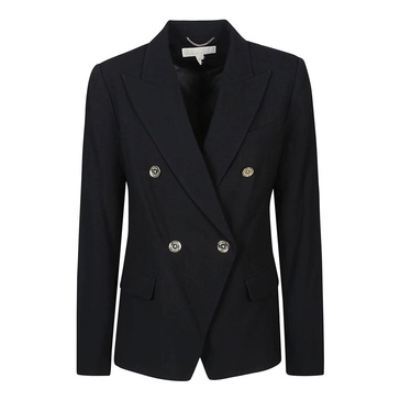 Black Double Breasted Lapel Blazer