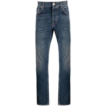 Blue Stonewashed Skinny-Leg Jeans