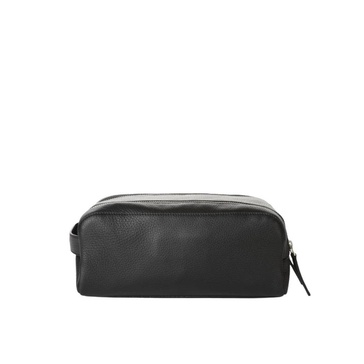 Black Leather Beauty Case with Pockets