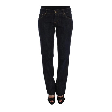 Blue Cotton Straight Fit Stretch Jeans