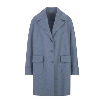 Blue Wool Blend Single-Breasted Coat