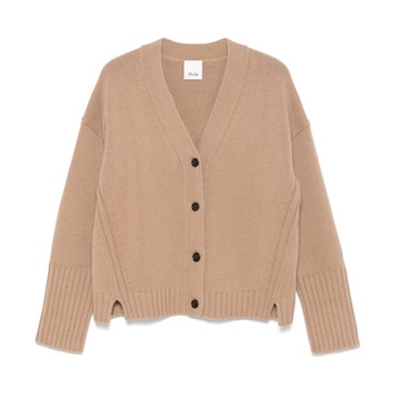 Brown Cashmere V-Neck Cardigan Sweater