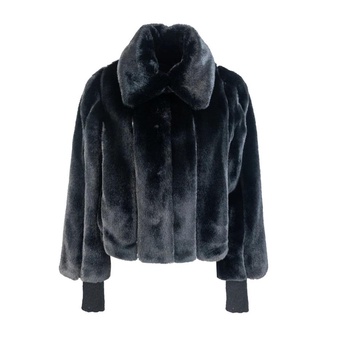 Black Synthetic Fabric High Neck Coat