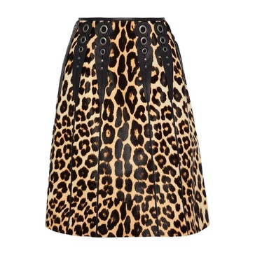 Bottega Veneta Leopard Print Calf Hair Skirt