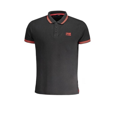 Black Cotton Polo Shirt with Embroidery