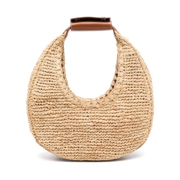 Natural Raffia Moon Tote Bag