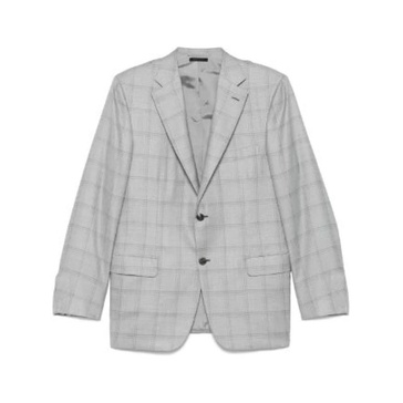 Checkered Blazer with Button Closure