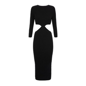 Black Cut-Out Midi Dress