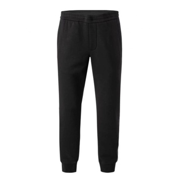 Black Double Jersey Jogger Pants with Elastic Side Bands