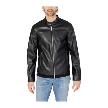 Black Polyester Spring Jacket Men Collection