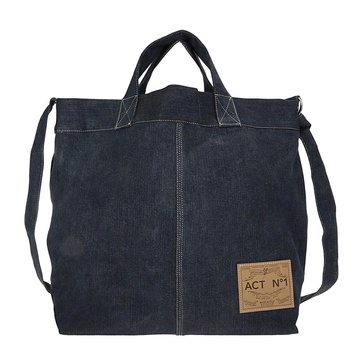 Denim Shoulder Bag with Logo