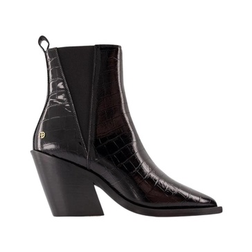 Embossed Calfskin Noir Boots