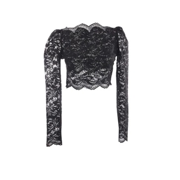 Black Floral Lace Cropped Top