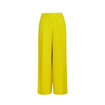 Silk Jacquard Straight Leg Pants Yellow